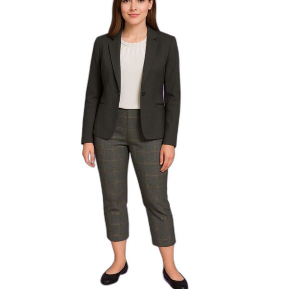 ModCloth plaid high rise crop pants GRAY SIZE 18 - Picture 1 of 10